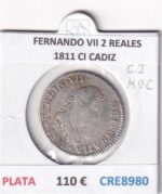 CRE8980 MONEDA ESPAÑA FERNANDO VII 2 REALES 1811 CI CADIZ PLATA