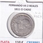 CRE8981 MONEDA ESPAÑA FERNANDO VII 2 REALES 1811 CI CADIZ PLATA
