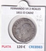 CRE8983 MONEDA ESPAÑA FERNANDO VII 2 REALES 1811 CI CADIZ PLATA