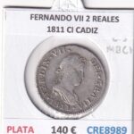 CRE8989 MONEDA ESPAÑA FERNANDO VII 2 REALES 1811 CI CADIZ PLATA