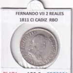 CRE8991 MONEDA ESPAÑA FERNANDO VII 2 REALES 1811 CI CADIZ PLATA RBO