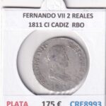 CRE8993 MONEDA ESPAÑA FERNANDO VII 2 REALES 1811 CI CADIZ PLATA RBO