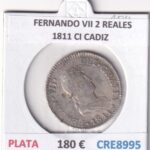 CRE8995 MONEDA ESPAÑA FERNANDO VII 2 REALES 1811 CI CADIZ PLATA