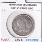 CRE8998 MONEDA ESPAÑA FERNANDO VII 2 REALES 1811 CI CADIZ PLATA RBO