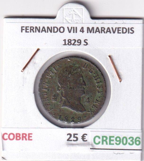 CRE9036 CRE9036 MONEDA ESPAÑA FERNANDO VII 4 MARAVEDIS 1829 S COBRE - Imagen 1