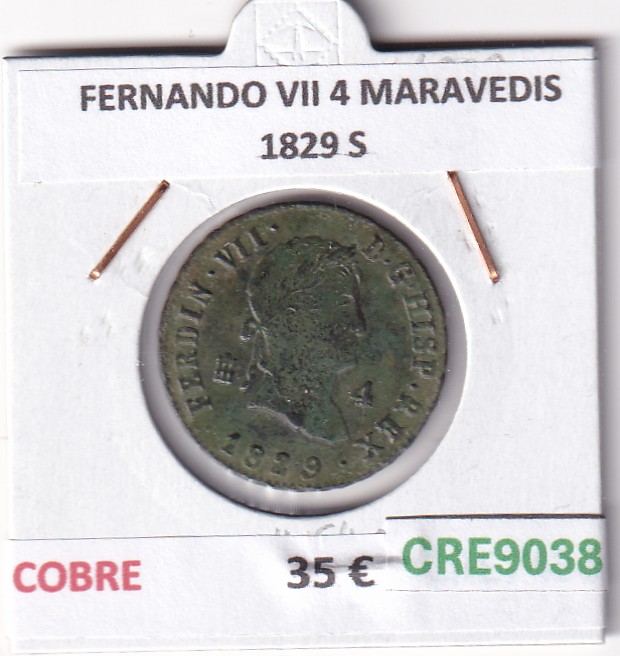 CRE9038 CRE9038 MONEDA ESPAÑA FERNANDO VII 4 MARAVEDIS 1829 S COBRE - Imagen 1