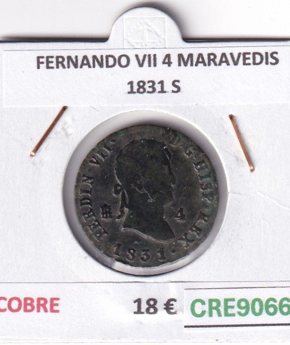 CRE9066 CRE9066 MONEDA ESPAÑA FERNANDO VII 4 MARAVEDIS 1831 S COBRE - Imagen 1