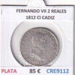 CRE9112 MONEDA ESPAÑA FERNANDO VII 2 REALES 1812 CI CADIZ PLATA