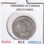 CRE9113 MONEDA ESPAÑA FERNANDO VII 2 REALES 1812 CI CADIZ PLATA