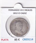 CRE9114 MONEDA ESPAÑA FERNANDO VII 2 REALES 1812 CI CADIZ PLATA