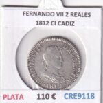 CRE9118 MONEDA ESPAÑA FERNANDO VII 2 REALES 1812 CI CADIZ PLATA
