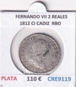 CRE9119 MONEDA ESPAÑA FERNANDO VII 2 REALES 1812 CI CADIZ PLATA RBO