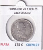 CRE9127 MONEDA ESPAÑA FERNANDO VII 2 REALES 1812 CI CADIZ PLATA