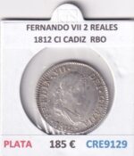 CRE9129 MONEDA ESPAÑA FERNANDO VII 2 REALES 1812 CI CADIZ PLATA RBO