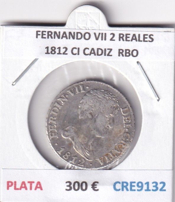CRE9132 CRE9132 MONEDA ESPAÑA FERNANDO VII 2 REALES 1812 CI CADIZ PLATA RBO - Imagen 1