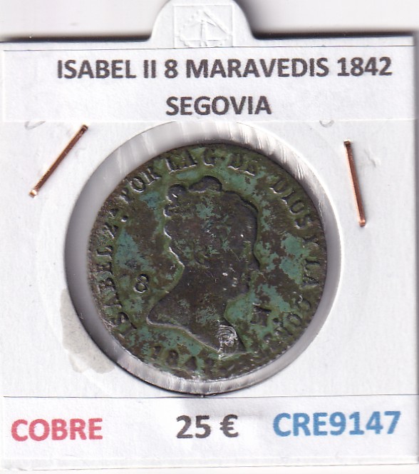 CRE9147 CRE9147 MONEDA ESPAÑA ISABEL II 8 MARAVEDIS 1842 SEGOVIA COBRE - Imagen 1