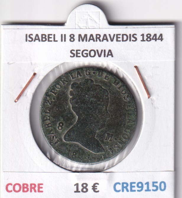 CRE9150 CRE9150 MONEDA ESPAÑA ISABEL II 8 MARAVEDIS 1844 SEGOVIA COBRE - Imagen 1