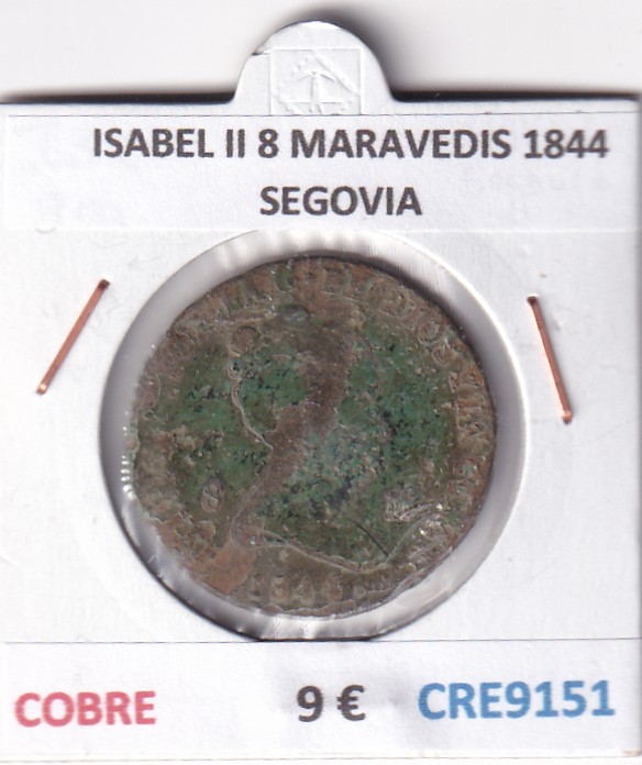 CRE9151 CRE9151 MONEDA ESPAÑA ISABEL II 8 MARAVEDIS 1844 SEGOVIA COBRE - Imagen 1