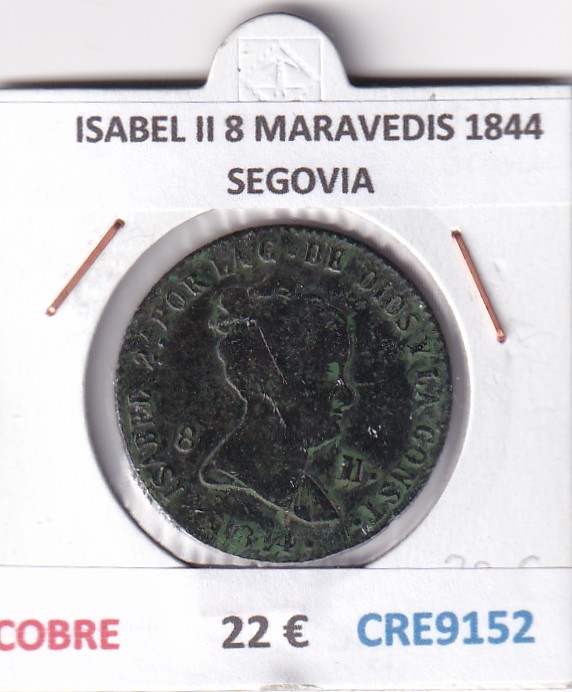 CRE9152 CRE9152 MONEDA ESPAÑA ISABEL II 8 MARAVEDIS 1844 SEGOVIA COBRE - Imagen 1