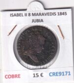 CRE9171 MONEDA ESPAÑA ISABEL II 8 MARAVEDIS 1845 JUBIA COBRE