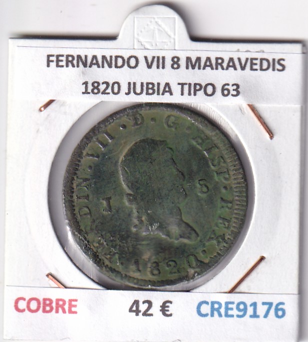 CRE9176 CRE9176 MONEDA ESPAÑA FERNANDO VII 8 MARAVEDIS 1820 JUBIA TIPO 63 COBRE - Imagen 1