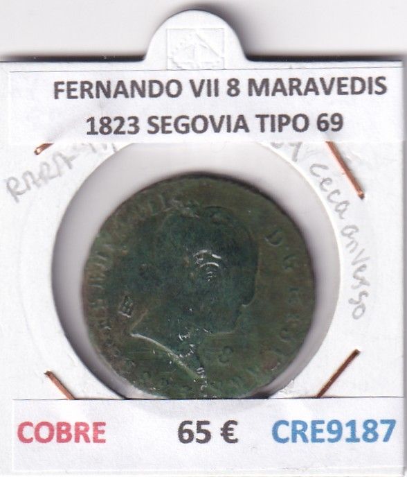 CRE9187 CRE9187 MONEDA ESPAÑA FERNANDO VII 8 MARAVEDIS 1823 SEGOVIA TIPO 69 COBRE - Imagen 1