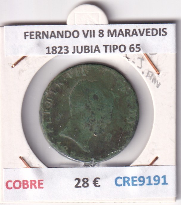 CRE9191 CRE9191 MONEDA ESPAÑA FERNANDO VII 8 MARAVEDIS 1823 JUBIA TIPO 65 COBRE - Imagen 1