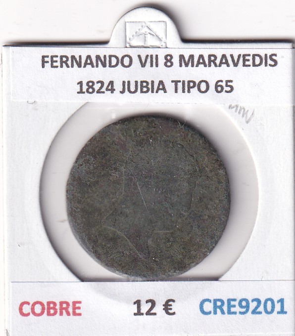 CRE9201 CRE9201 MONEDA ESPAÑA FERNANDO VII 8 MARAVEDIS 1824 JUBIA TIPO 65 COBRE - Imagen 1