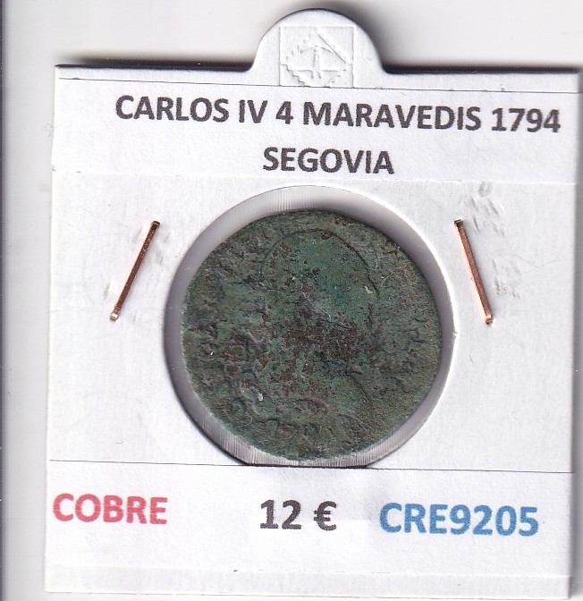 CRE9205 CRE9205 MONEDA ESPAÑA CARLOS IV 4 MARAVEDIS 1794 SEGOVIA COBRE - Imagen 1