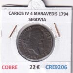 CRE9206 MONEDA ESPAÑA CARLOS IV 4 MARAVEDIS 1794 SEGOVIA COBRE