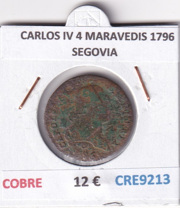 CRE9213 CRE9213 MONEDA ESPAÑA CARLOS IV 4 MARAVEDIS 1796 SEGOVIA COBRE - Imagen 1
