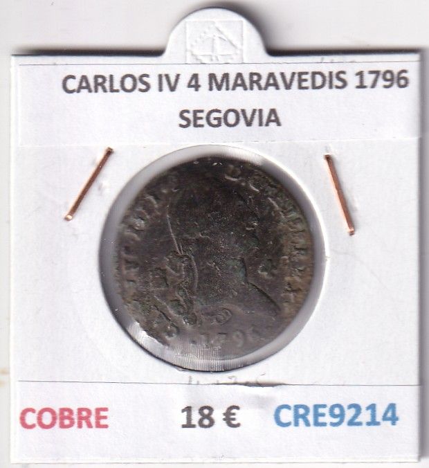 CRE9214 CRE9214 MONEDA ESPAÑA CARLOS IV 4 MARAVEDIS 1796 SEGOVIA COBRE - Imagen 1