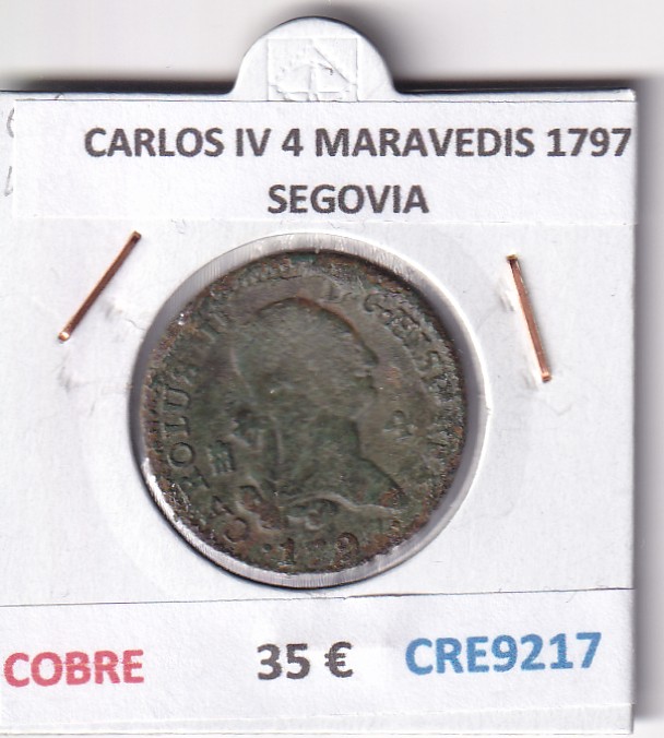CRE9217 CRE9217 MONEDA ESPAÑA CARLOS IV 4 MARAVEDIS 1797 SEGOVIA COBRE - Imagen 1