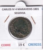 CRE9231 MONEDA ESPAÑA CARLOS IV 4 MARAVEDIS 1801 SEGOVIA COBRE