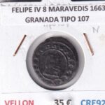 CRE9240 MONEDA ESPAÑA FELIPE IV 8 MARAVEDIS 1663 GRANADA TIPO 107 VELLON