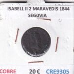 CRE9305 MONEDA ESPAÑA ISABELL II 2 MARAVEDIS 1844 SEGOVIA COBRE