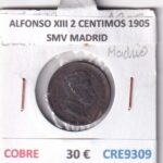 CRE9309 MONEDA ESPAÑA ALFONSO XIII 2 CENTIMOS 1905 SMV MADRID COBRE