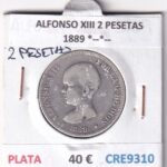 CRE9310 MONEDA ESPAÑA ALFONSO XIII 2 PESETAS 1889 *--*-- PLATA