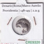 CRE9320 MONEDA ROMANA DENARIO ROMA MARCO AURELIO PROVIDENTIA 148-149 ROTO