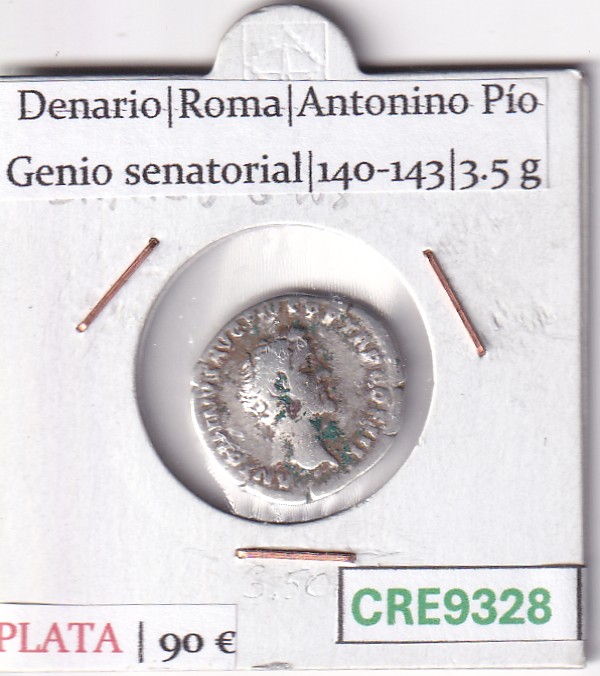 CRE9328 CRE9328 MONEDA ROMANA DENARIO ROMA ANTONINO PIO GENIO SENATORIAL 140-143 - Imagen 1