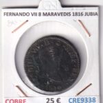 CRE9338 MONEDA ESPAÑA FERNANDO VII 8 MARAVEDIS 1816 JUBIA COBRE