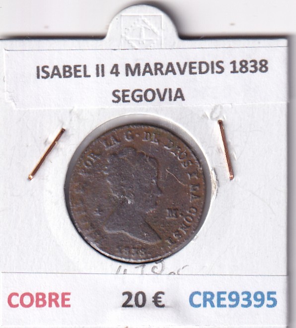 CRE9395 CRE9395 MONEDA ESPAÑA ISABEL II 4 MARAVEDIS 1838 SEGOVIA COBRE - Imagen 1
