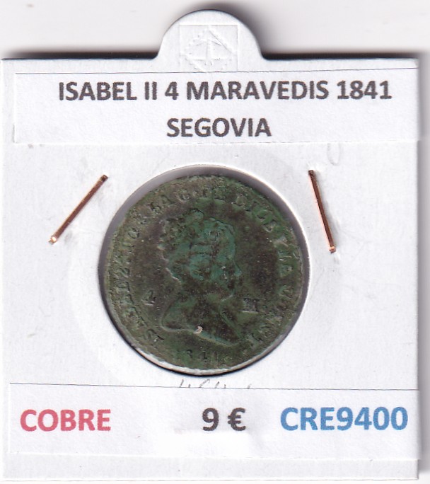 CRE9400 CRE9400 MONEDA ESPAÑA ISABEL II 4 MARAVEDIS 1841 SEGOVIA COBRE - Imagen 1