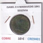 CRE9401 MONEDA ESPAÑA ISABEL II 4 MARAVEDIS 1841 SEGOVIA COBRE