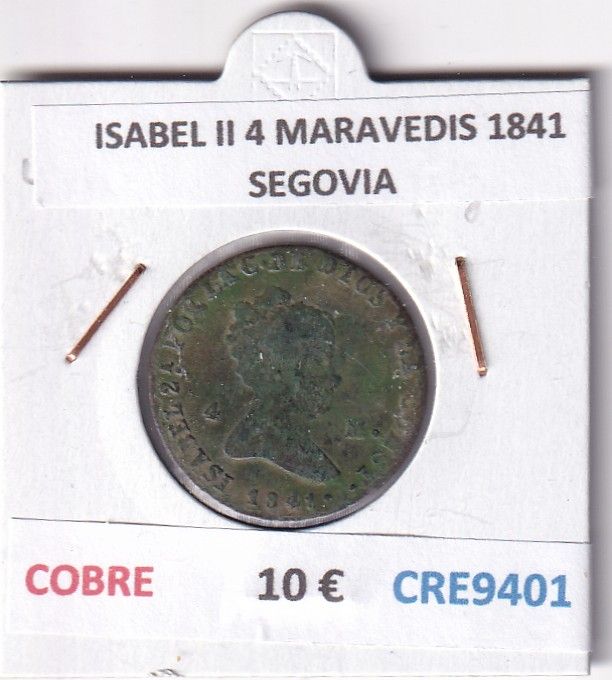 CRE9401 CRE9401 MONEDA ESPAÑA ISABEL II 4 MARAVEDIS 1841 SEGOVIA COBRE - Imagen 1