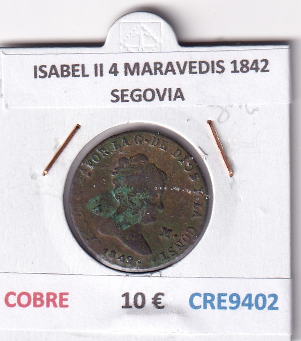 CRE9402 CRE9402 MONEDA ESPAÑA ISABEL II 4 MARAVEDIS 1842 SEGOVIA COBRE - Imagen 1