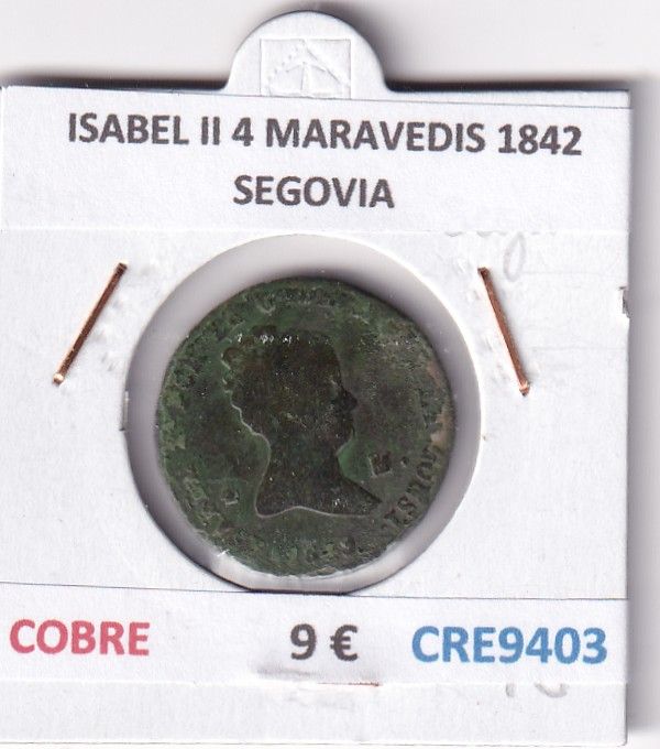 CRE9403 CRE9403 MONEDA ESPAÑA ISABEL II 4 MARAVEDIS 1842 SEGOVIA COBRE - Imagen 1