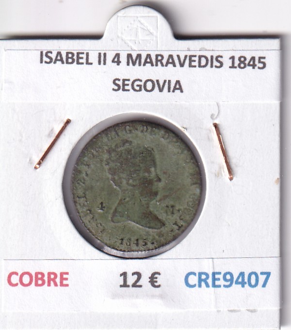 CRE9407 CRE9407 MONEDA ESPAÑA ISABEL II 4 MARAVEDIS 1845 SEGOVIA COBRE - Imagen 1