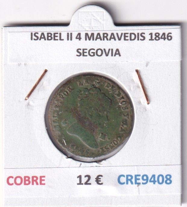 CRE9408 CRE9408 MONEDA ESPAÑA ISABEL II 4 MARAVEDIS 1846 SEGOVIA COBRE - Imagen 1
