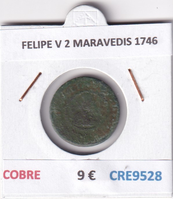 CRE9528 CRE9528 MONEDA ESPAÑA FELIPE V 2 MARAVEDIS 1746 COBRE - Imagen 1